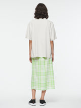 Draped Wrap Skirt in Lime Plaid