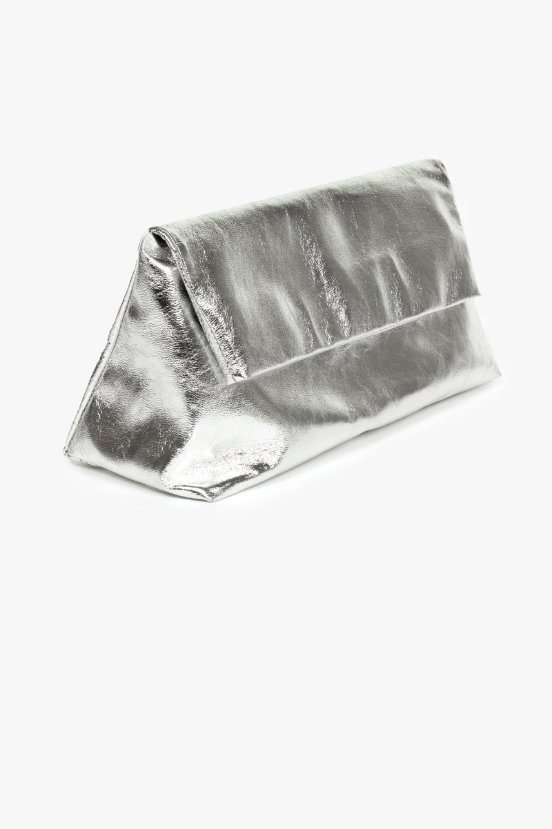 Foldover Clutch in Silver