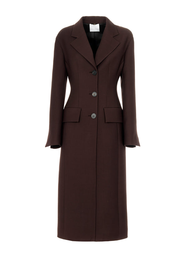 Wool Coat in Dark Brown