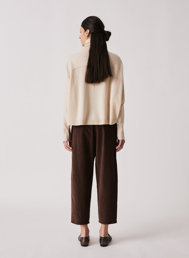 Turtleneck Chunky Sweater in Off White