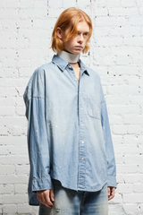 Long Sleeve Button-up in Blue Chambray