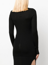 Crewneck Ribbed Sweater in Black