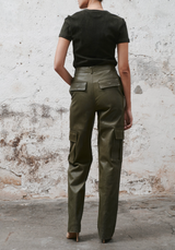 Axel Leather Cargo Pants in Green